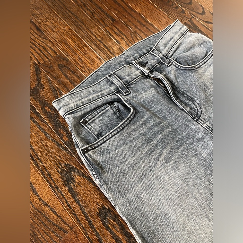 Proenza Schouler Womens 27 Blue/Gray Acid Wash PS-J2 5-Pocket Cropped Fray Jeans - Picture 3 of 16